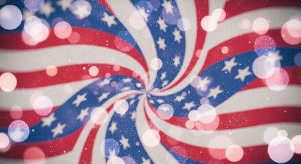 Fototapeta premium American flag spiral background with bokeh lights