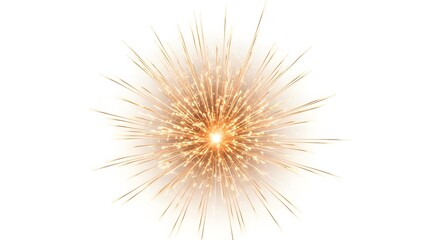 Obraz premium Golden Firework Burst on White Background