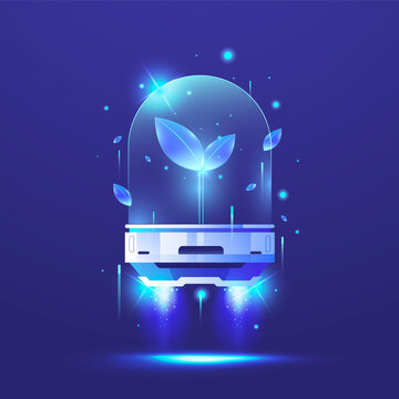 Futuristic Eco Plant in Glass Dome Sustainable Innovation Concept