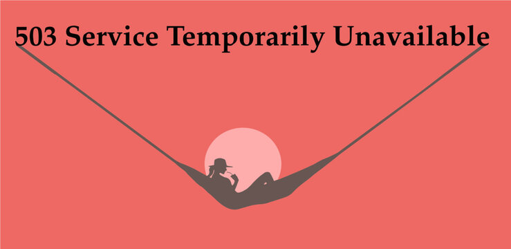 A woman relaxes in a hammock on vacation away from her office job and computer. The computer alert that she is unavailable is seen over her head.