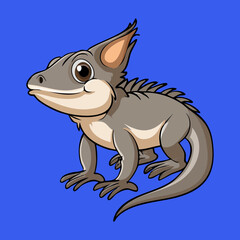 Fototapeta premium Blue spiky lizard character with cartoon features and long tail for fantasy creature designs reptile mascot branding and children storybook wildlife illustrations