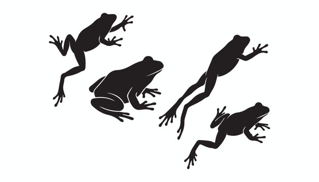 black and white silhouette set of frog very high quality vector illustration.