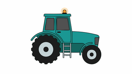 Naklejka premium Simple illustration of a green farm tractor with a warning light