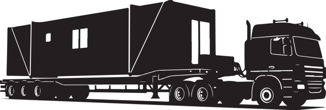 Truck, semi-truck, trailer, black, silhouette, vector, transportation, cargo