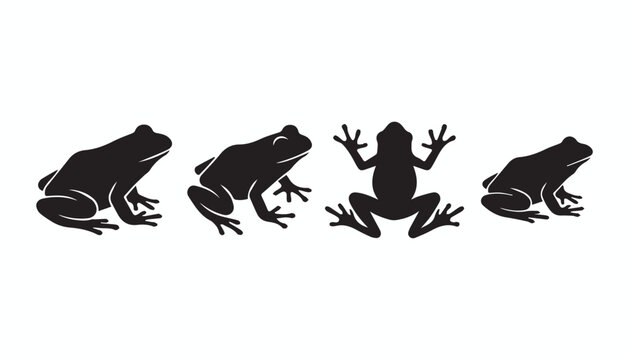 black and white silhouette set of frog very high quality vector illustration.