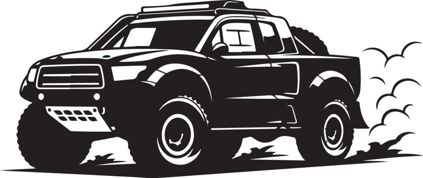 Black truck vector, off-road vehicle icon, 4x4 pickup illustration, rugged automotive design