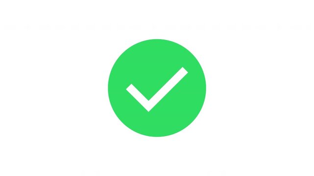 Green checkmark pop up animation with bounce effect smooth elastic confirmation icon Prores Alpha Channel 4K 60fps