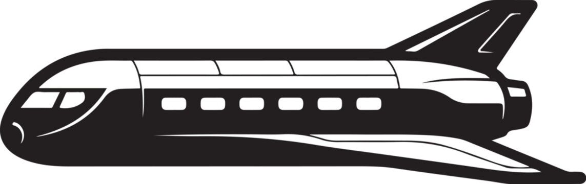 Space Shuttle, Spacecraft, Rocket, Vector Illustration, Black and White