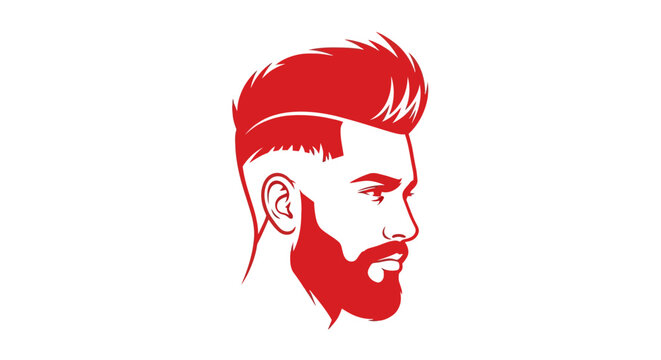 Stylish man head profile with modern haircut and beard