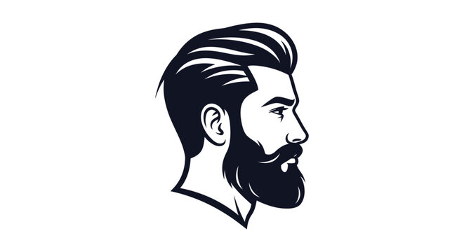 Stylized bearded man profile with modern haircut illustration
