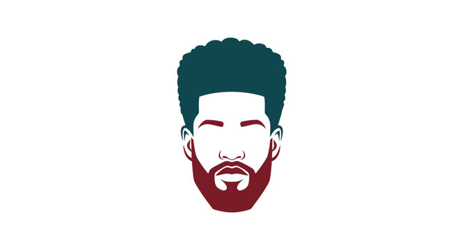 Stylized illustration of an African American man with afro and beard