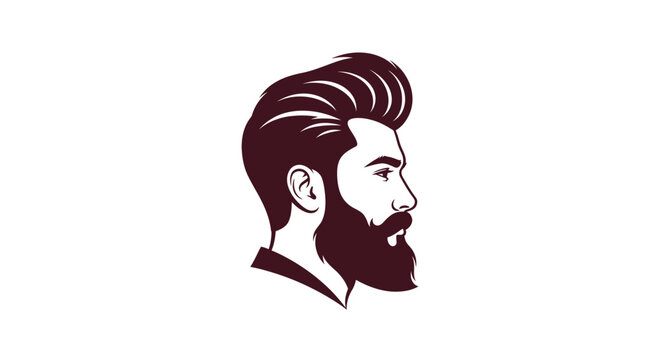 Stylized man profile with beard and pompadour hairstyle