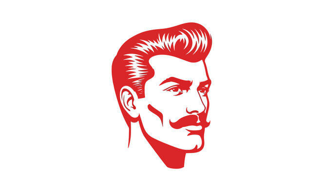 Stylized man with pompadour hairstyle and handlebar mustache