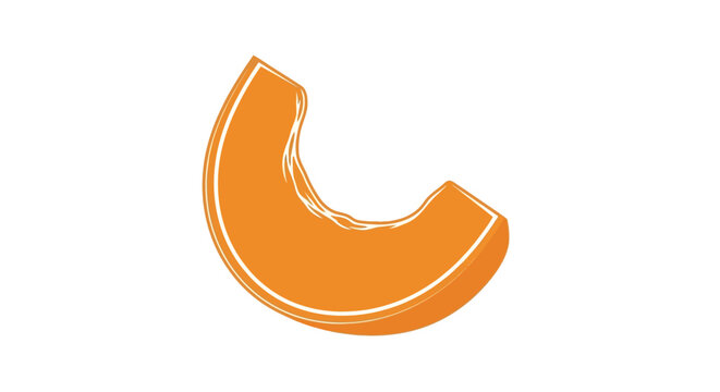 Stylized orange pumpkin slice with white outline on white background