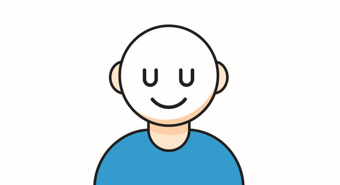 Cartoon character with blank face and closed eyes expressing satisfaction or calm