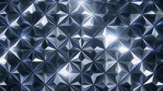 シームレスにループする金属的な幾何学模様と光の反射背景 / Seamless loop of metallic geometric pattern and light reflections