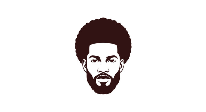 Stylized portrait of a Black man with afro and beard
