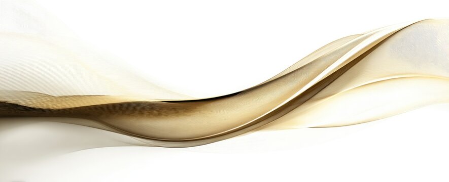 Abstract flowing design with golden hues against a bright white background