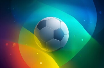 Naklejka premium A black and white soccer ball moves swiftly against a background of dynamic, colorful light trails. It symbolizes the thrilling energy for World Cup 2026 in Mexico, USA, and Canada.