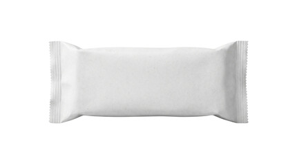 Obraz premium Blank White Foil Snack Packaging Wrapper Isolated on Transparent Background, Png.