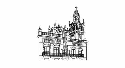 Obraz premium Ornate Gothic-style tower with a facade featuring balconies and arched windows