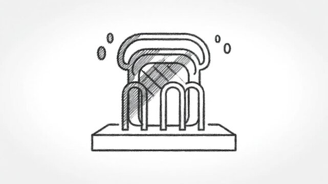 Toaster with bread slices hand-drawn sketch illustration for breakfast or food concepts.