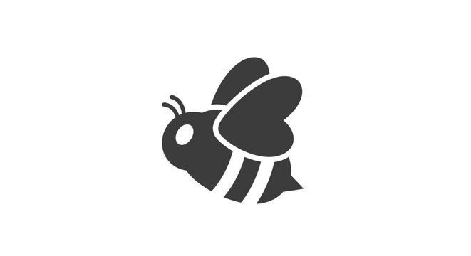 Black and white bee icon graphic.