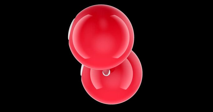 Oxygen molecule, rotation animation seamlessly loopable. 3D rendering isolated on transparent background