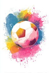 Fototapeta premium Vibrant watercolor football design captures the spirit of the upcoming World Cup 2026.