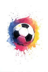 Fototapeta premium Vibrant watercolor football design captures the spirit of the upcoming World Cup 2026.