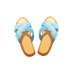 Fototapeta premium Footwear design with light blue straps and brown soles on a white background for a summer fashion theme