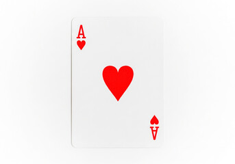 Obraz premium Ace of hearts playing card displayed against a plain background