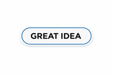 Fototapeta premium A blue bordered badge displaying the text great idea in bold black letters
