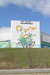 Naklejka premium exterior building mural and sign of Variety Village, a gym, located at 3701 Danforth Av, Scarborough, Toronto (viewed from Kingston Rd)