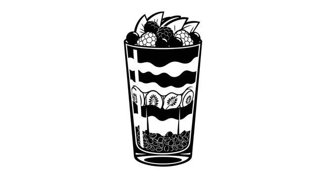 Fruites Boba tea, milk tea, black tapioca pearl drink, vector illustration, black and white isolated on White Background vactor EPS