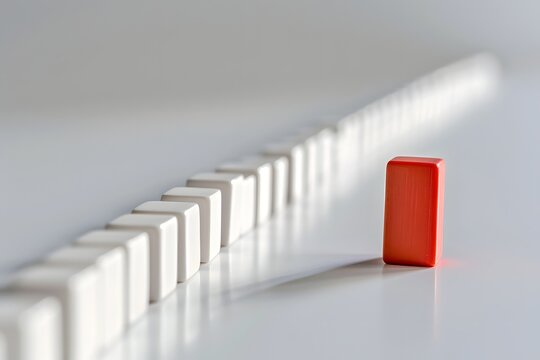 Rote S&auml;ule steht vor wei&szlig;en Elementen als Symbol f&uuml;r F&uuml;hrung und Individualit&auml;t in einer Gruppe