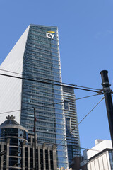 Naklejka premium view of EY building at 100 Adelaide St W, in Richmond Adelaide Centre, 111 Richmond St W, Toronto