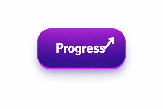 Purple button displaying the word progress with an upward arrow indicator