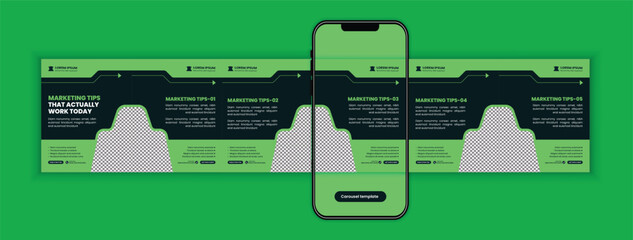 Digital Marketing Carousel Post Design Template with Tips and Strategies for Business Growth, Startup Branding, Corporate Promotion, Agency Marketing Content © holylayer