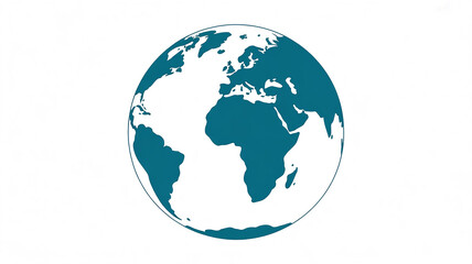 Fototapeta premium A minimalist illustration of Earth's globe rendered in a solid teal blue color against a pure white background
