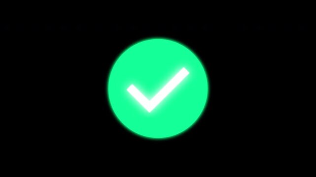 Green glowing circle stamp animation without checkmark minimal abstract confirmation effect Prores Alpha Channel 4K 60fps