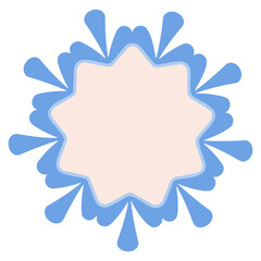 Fototapeta premium Decorative blue fancy frame with light center, decorated with playful teardrop shapes and wavy border. Creative round ornament with a winter-themed copy space or stylized floral element for children's