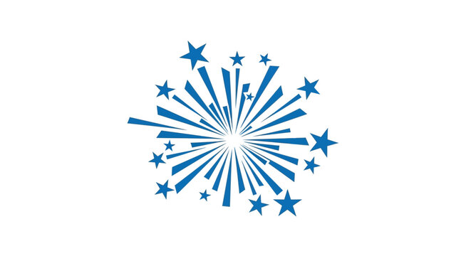 Blue starburst firework explodes in air.