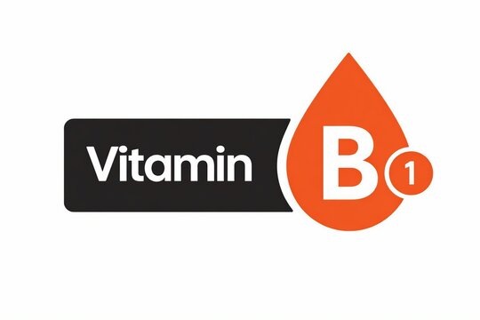 Vitamin b1 logo featuring a black rectangular background with an orange droplet