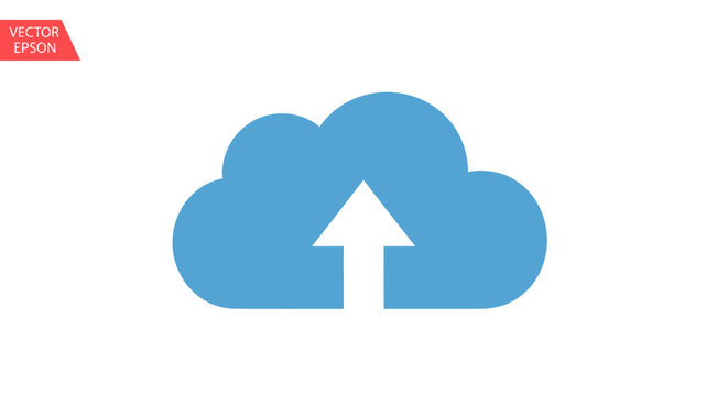 Cloud with upward pointing white arrow.