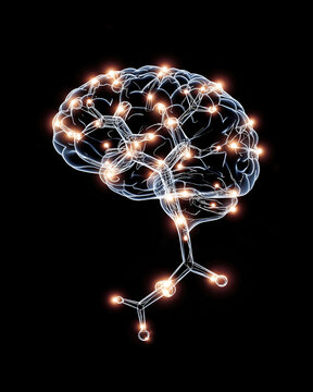 Mind's Network: The inner workings of the human mind illuminated, showing the complex network of thoughts, ideas, and consciousness with a vibrant display.