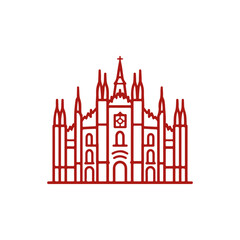Naklejka premium Milan Cathedral landmark line icon Vector landmark on a white background