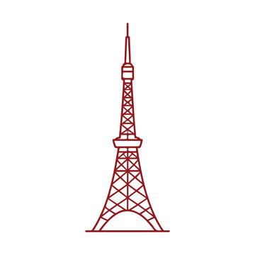 Tokyo Tower landmark line icon
Vector landmark on a white background