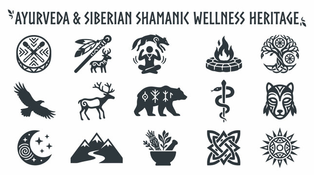 Ayurveda Siberian Shamanic Wellness Heritage Symbols