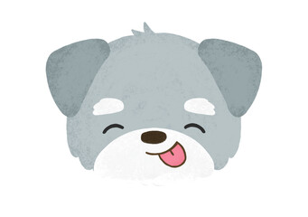 かわいい 手描き ミニチュアシュナウザー にっこり目 てへぺろ 表情 イラスト / Hand Drawn Cute Miniature Schnauzer Happy Eyes Cheeky Expression Illustration